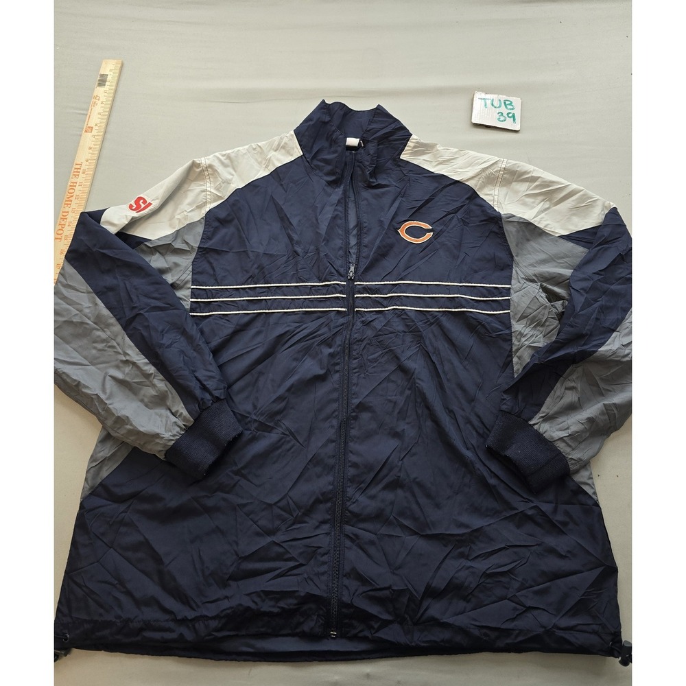 Vintage NFL Chicago Bears Starter Windbreaker Jacket Mens XL Navy Blue Full Zip